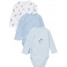 TEX BABY Body 100 % Coton Bio Bleu lot de 3 bodies