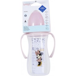 DISNEY Biberon bébé rose à poignées 300ml