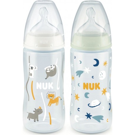 NUK Biberon temperature control 300mL 0-6 mois Serenity + lot de 2 biberons