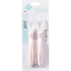 TEX BABY Cuillère bébé rose clair souple lot de 2 cuillères