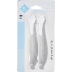 TEX BABY Cuillère bébé gris clair lot de 2 cuillères