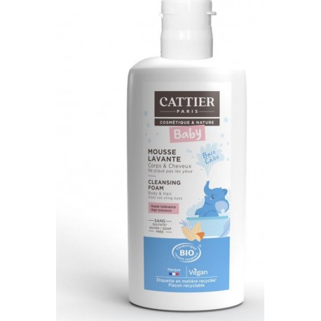 CATTIER Mousse Lavante Bébé Bio pour Corps & Cheveux 150ml