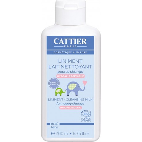 CATTIER Liniment Lait Nettoyant Bébé Bio Hypoallergénique 200ml