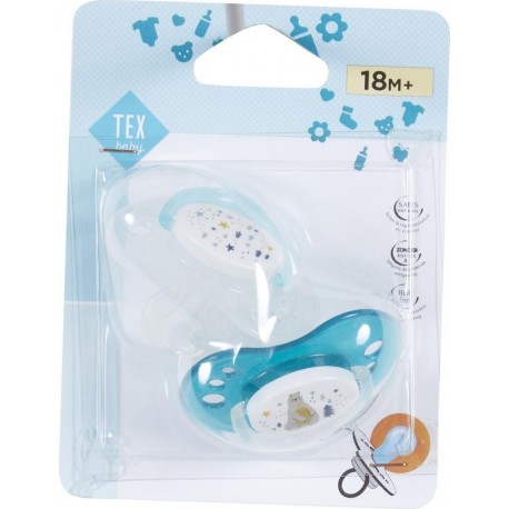 TEX BABY Sucette bébé bleu dès 18 mois lot de 2 sucettes