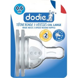 DODIE Tétine Biberon 0 6 Mois 3 Vitesses Col Large Débit Moyen lot de 2 tétines biberon