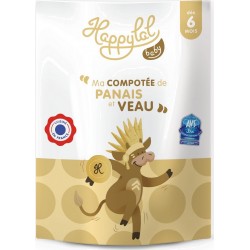 HAPPYLAL Plat bébé ma compotée de panais et veau dés 6 mois 150g