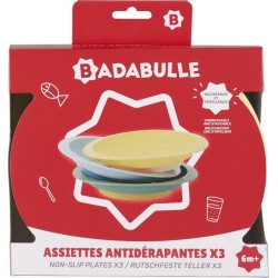 BADABULLE Assiette antidérapante dès 6 mois lot de 3 assiettes