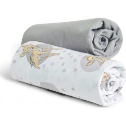 TEX BABY Drap housse blanc/gris 100% coton 60x120cm lot de 2 draps housse