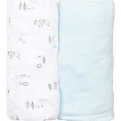 TEX BABY TEX BIO Drap housse bleu 60x120cm TEX BABY + TEX BIO lot de 2 draps housse