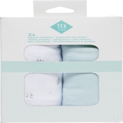 TEX BABY Drap housse bleu/blanc 1 coton 40x80cm lot de 2 draps housse