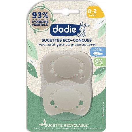 DODIE Sucette Anatomique Duo Beige 0-2 mois les 2 sucettes