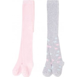 TEX BABY Collant bébé rose/gris 9-12 mois lot de 2 paires de collants