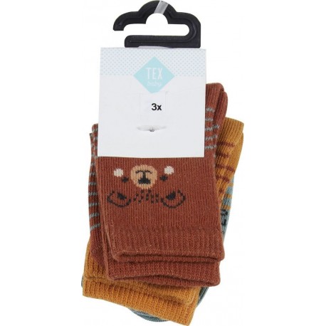 TEX BABY Mi-chaussettes bébé marron/gris T21/23 lot de 3 paires de mi-chaussttes