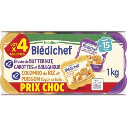 BLEDINA Repas bébé dés 15 mois assortiment lot de 4 1Kg