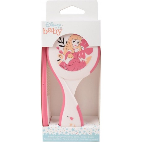 DISNEY Brosse à cheveux et peigne rose Princesse BABY