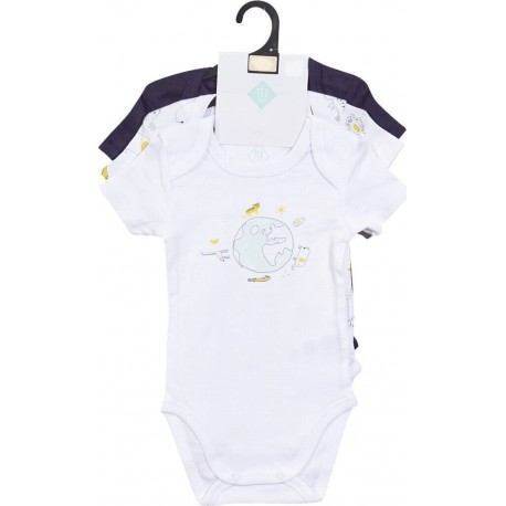 TEX BABY Body bébé marine/blanc 1 coton 23 mois lot de 3 bodies