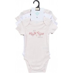 TEX BABY Body bébé rose clair manches courtes 36 mois lot de 3 bodies