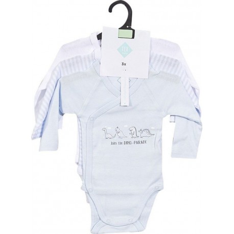 TEX BABY Body bébé bleu manches longues 6 mois lot de 3 bodies