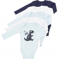 TEX BABY Body bébé bleu marine/blanc 3 mois lot de 5 bodies