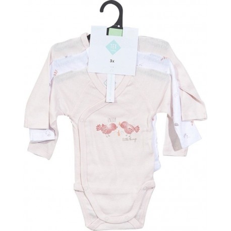 TEX BABY Body bébé rose clair manches longues 3 mois lot de 3 bodies