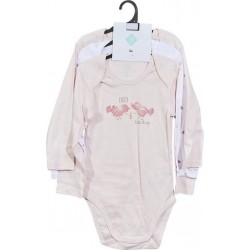 TEX BABY Body bébé Bio rose clair longues 3 mois lot de 3 bodies