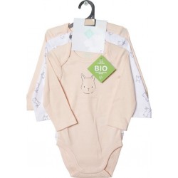 TEX BABY Body bébé corail/blanc coton Bio 6 mois lot de 3 bodies