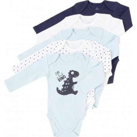 TEX BABY Body bébé bleu marine/blanc 6 mois lot de 5 bodies