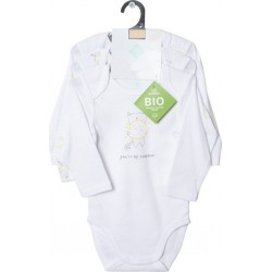 TEX BABY Body bébé blanc coton Bio 6 mois lot de 3 bodies