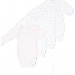 Body bébé rose/blanc 100% coton 36 mois lot de 4 bodies