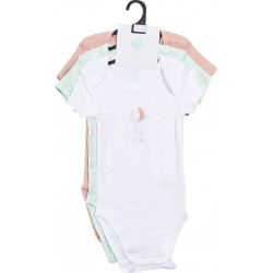 TEX BABY Body bébé blanc/rose/vert 1 coton 23 mois lot de 3 bodies