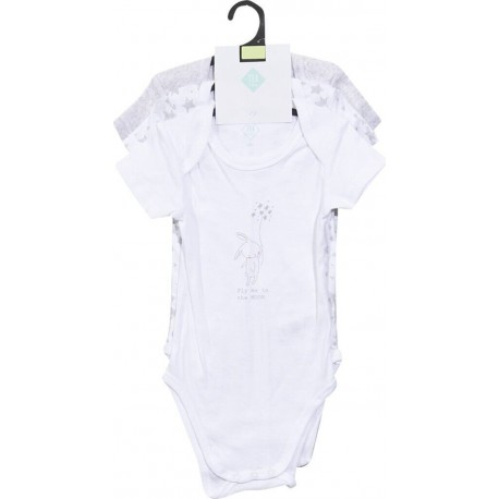 TEX BABY Body bébé gris/blanc 1 coton 18 mois lot de 3 bodies