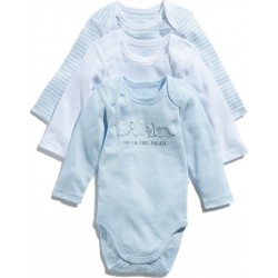 TEX BABY Body bébé fille blanc en coton Bio 6 mois lot de 3 bodies