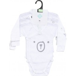 TEX BABY Body bébé blanc/gris coton Bio dès la naissance lot de 3 bodies