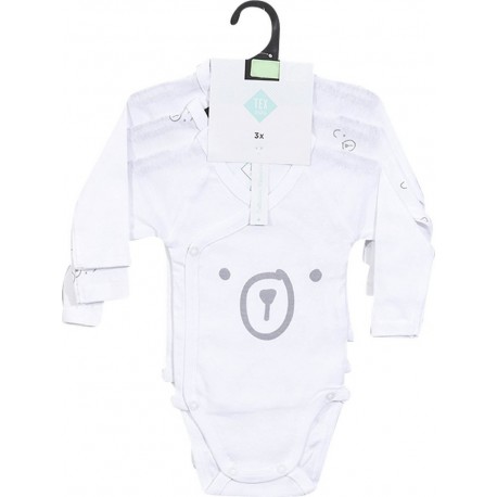 TEX BABY Body bébé blanc/gris coton Bio dès la naissance lot de 3 bodies