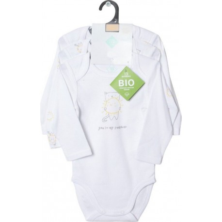 TEX BABY Body bébé blanc coton Bio 36 mois lot de 3 bodies