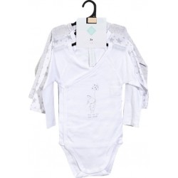 TEX BABY Body bébé gris foncé manches longues 6 mois lot de 3 bodies