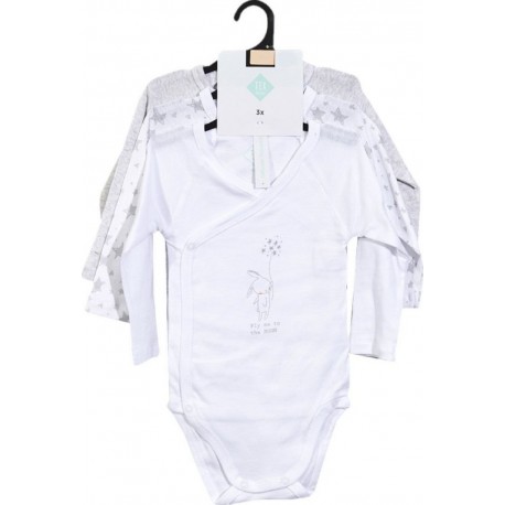 TEX BABY Body bébé gris foncé manches longues 6 mois lot de 3 bodies