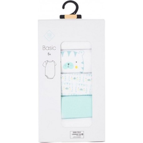 TEX BABY Body bébé menthe/blanc 1 coton 23 mois lot de 5 bodies