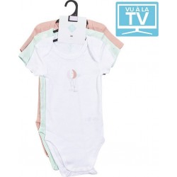 TEX BABY Body bébé blanc manches courtes 12 mois lot de 3 bodies