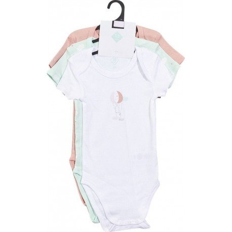 TEX BABY Body bébé blanc/rose/vert 1 coton 36 mois lot de 3 bodies