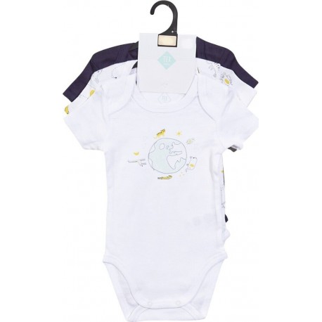 TEX BABY Body bébé marine/blanc 1 coton 36 mois lot de 3 bodies