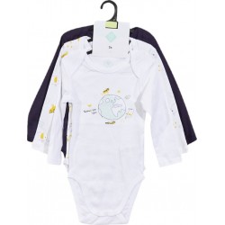 TEX BABY Body bébé bleu marine manches longues 6 mois lot de 3 bodies