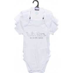 TEX BABY Body bébé bleu/blanc 1 coton 6 mois lot de 3 bodies