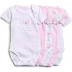 TEX Body bébé fille rose/blanc 100% coton 36 mois lot de 5 bodies