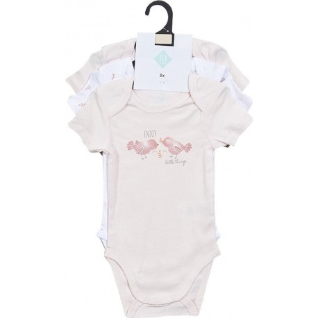 TEX BABY Body bébé rose clair manches courtes 6 mois lot de 3 bodies