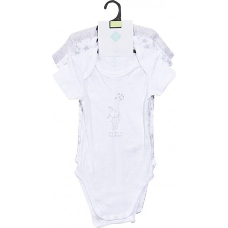 TEX BABY Body bébé gris/blanc 1 coton 23 mois lot de 3 bodies