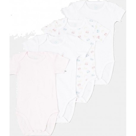 Body bébé rose/blanc 100% coton 18 mois lot de 4 bodies