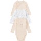 TEX BABY Body bébé corail/blanc 1 coton 6 mois lot de 3 bodies