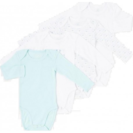 Body bébé vert/blanc 100% coton 36 mois lot de 4 bodies