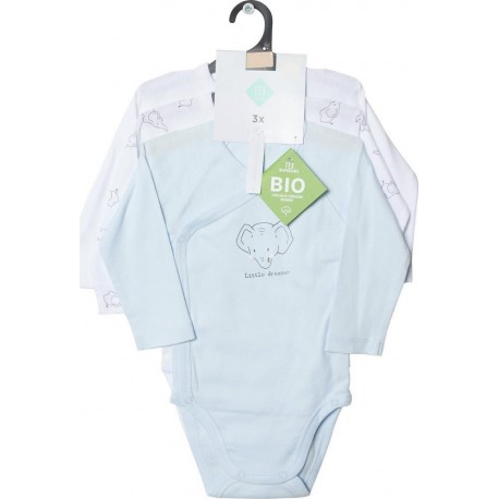 TEX BABY Body bébé bleu-blanc 1 coton dès la naissance lot de 3 bodies